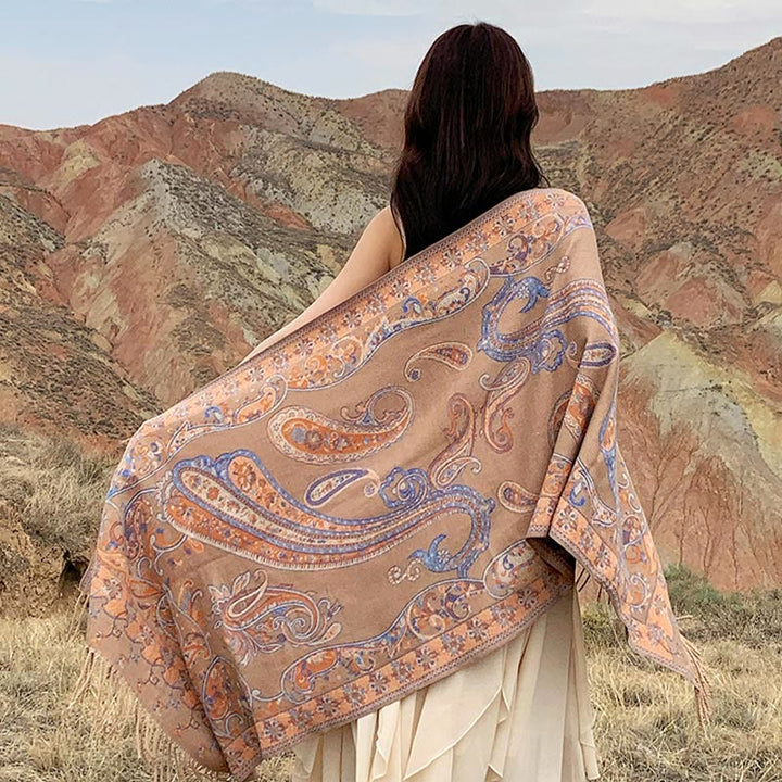 Buddha Stones Tybetański Kwiat Nerkowca Chwost Szal Jesień Zima Przytulny Podróżny Szalik Otulacz - image 31