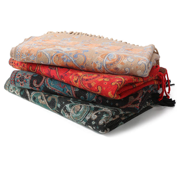 Buddha Stones Tybetański Kwiat Nerkowca Chwost Szal Jesień Zima Przytulny Podróżny Szalik Otulacz - image 43