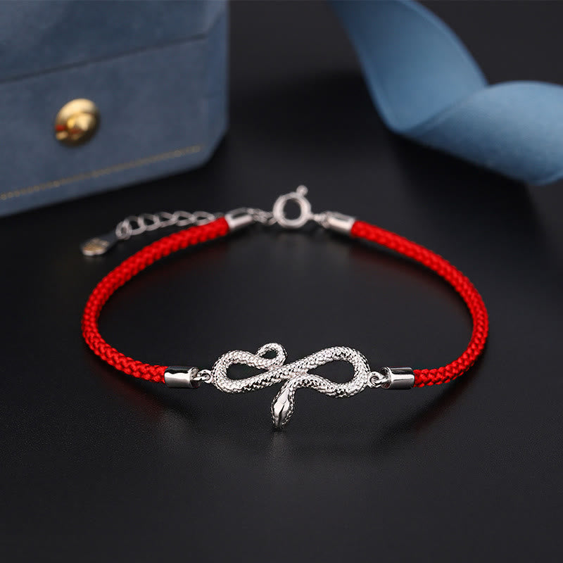 Buddha Stones 999 Srebro Sterling Rok Węża Czerwony Sznurek Ochrona Bransoletka Pleciona