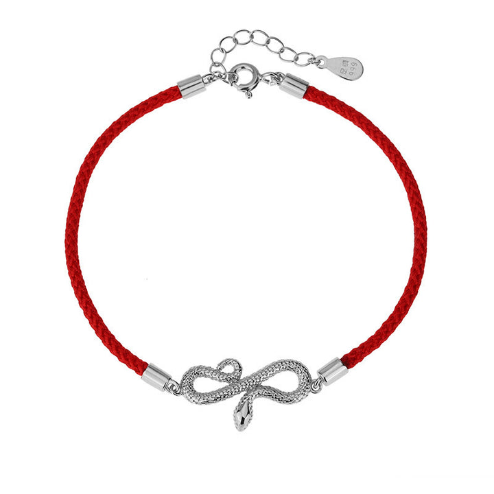Buddha Stones 999 Srebro Sterling Rok Węża Czerwony Sznurek Ochrona Bransoletka Pleciona