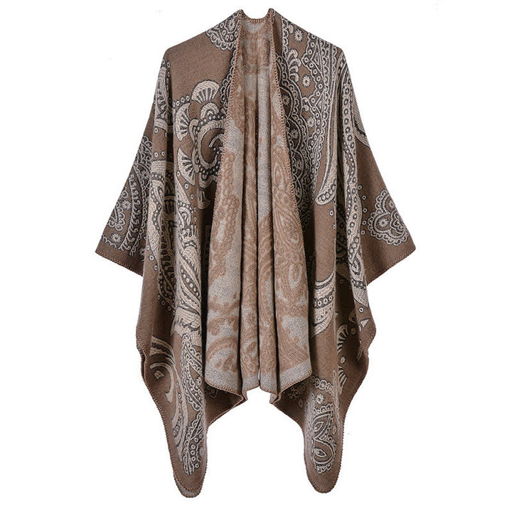 Buddha Stones Tybetański Szal z Kwiatem Nerkowca Jesień Zima Przytulny Szalik Otulacz
