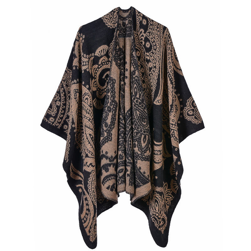 Buddha Stones Tybetański Szal z Kwiatem Nerkowca Jesień Zima Przytulny Szalik Otulacz - image 6