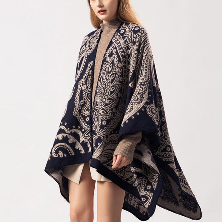 Buddha Stones Tybetański Szal z Kwiatem Nerkowca Jesień Zima Przytulny Szalik Otulacz - image 1