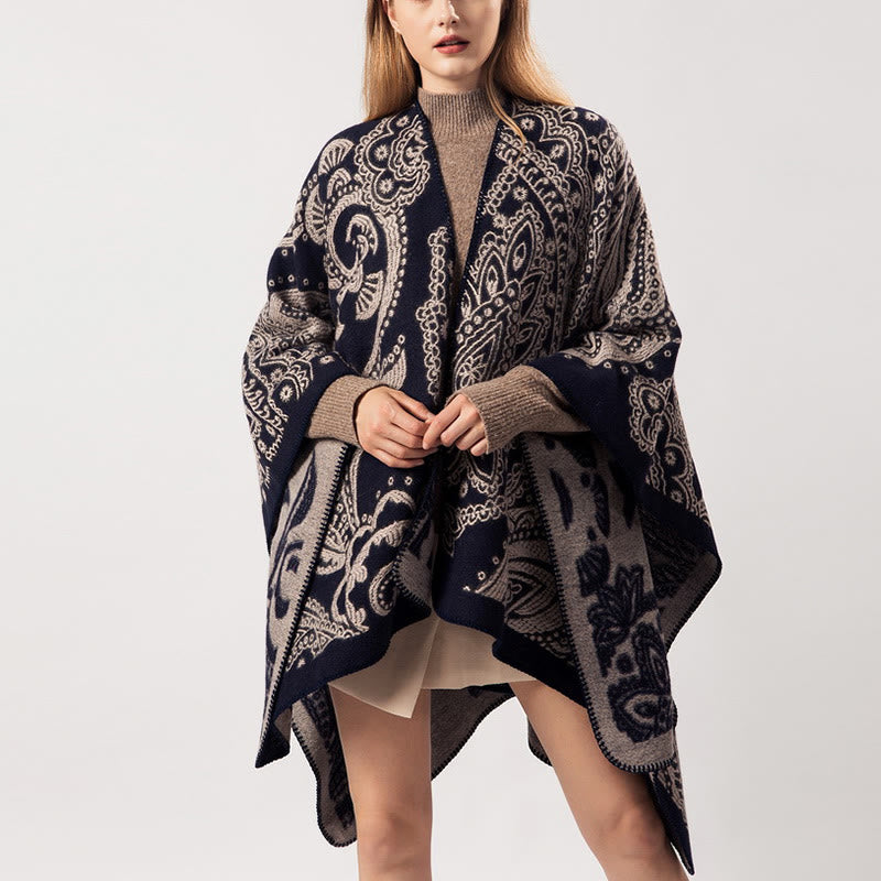 Buddha Stones Tybetański Szal z Kwiatem Nerkowca Jesień Zima Przytulny Szalik Otulacz - image 5