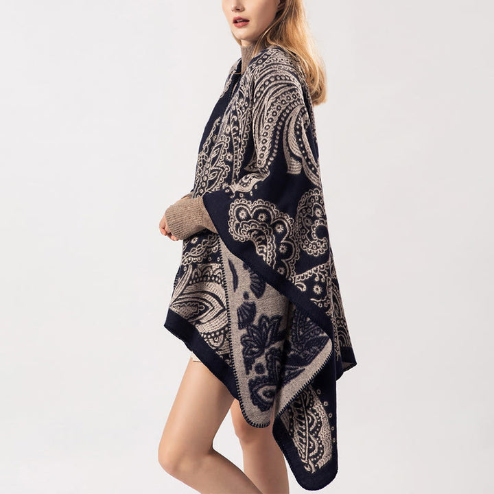 Buddha Stones Tybetański Szal z Kwiatem Nerkowca Jesień Zima Przytulny Szalik Otulacz - image 4