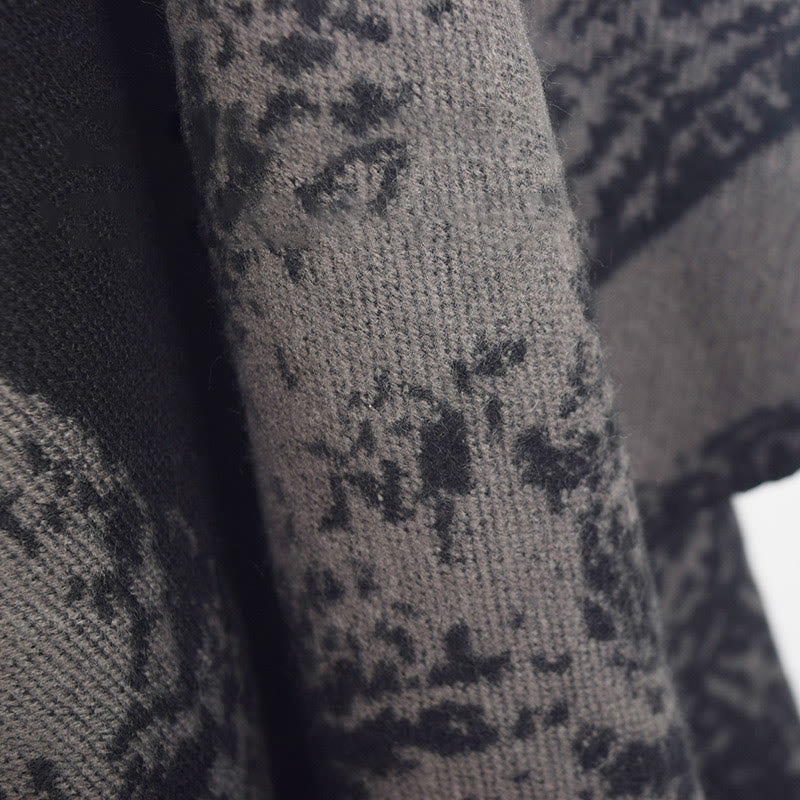 Buddha Stones Czarny Szary Jeleń Sika Zwierzę Las Dwustronny Szal Jesień Zima Ciepły Szalik Otulacz - image 17