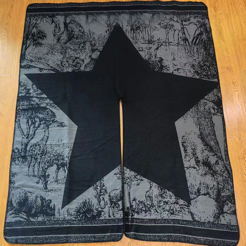 Buddha Stones Czarny Szary Jeleń Sika Zwierzę Las Dwustronny Szal Jesień Zima Ciepły Szalik Otulacz - image 16