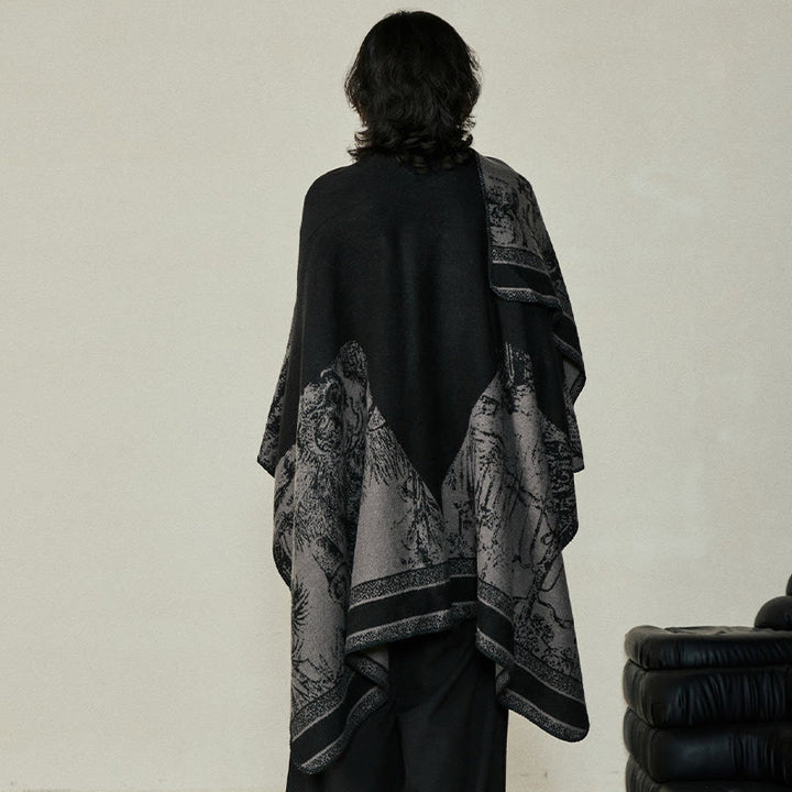 Buddha Stones Czarny Szary Jeleń Sika Zwierzę Las Dwustronny Szal Jesień Zima Ciepły Szalik Otulacz - image 9