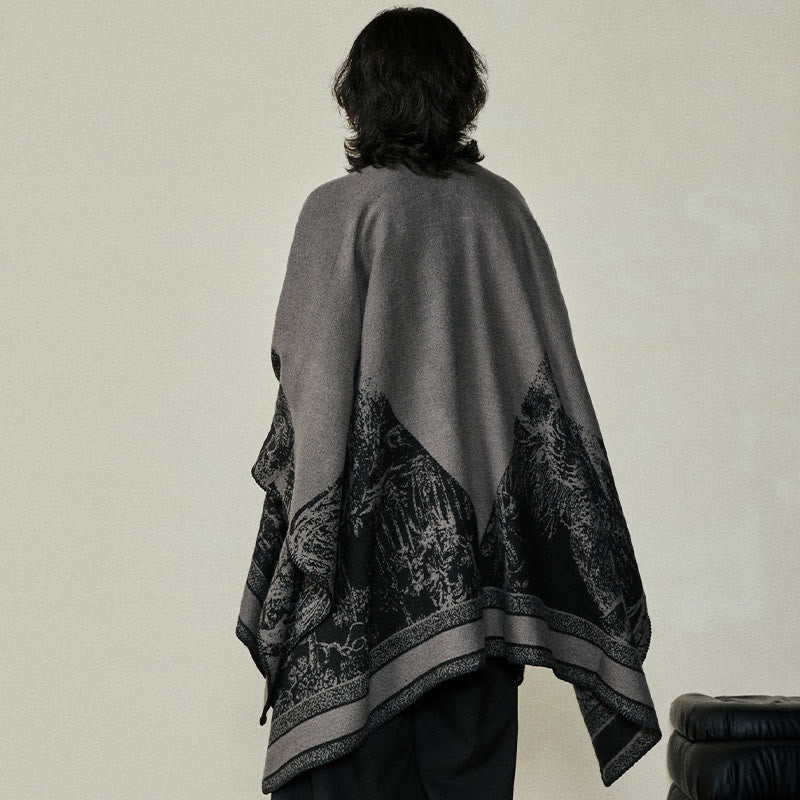 Buddha Stones Czarny Szary Jeleń Sika Zwierzę Las Dwustronny Szal Jesień Zima Ciepły Szalik Otulacz - image 4