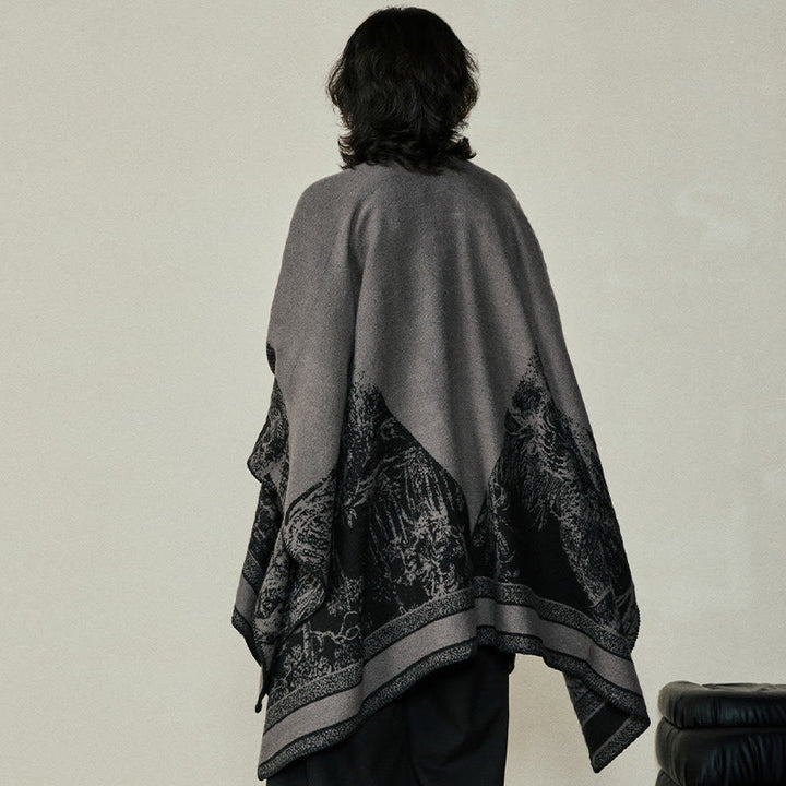 Buddha Stones Czarny Szary Jeleń Sika Zwierzę Las Dwustronny Szal Jesień Zima Ciepły Szalik Otulacz - image 4