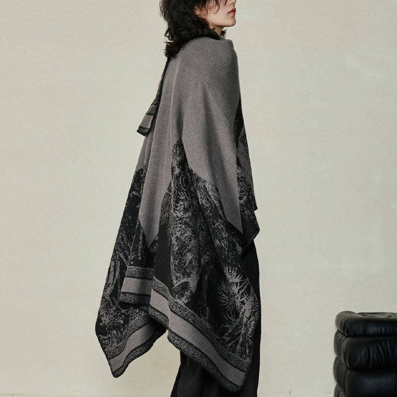 Buddha Stones Czarny Szary Jeleń Sika Zwierzę Las Dwustronny Szal Jesień Zima Ciepły Szalik Otulacz - image 5