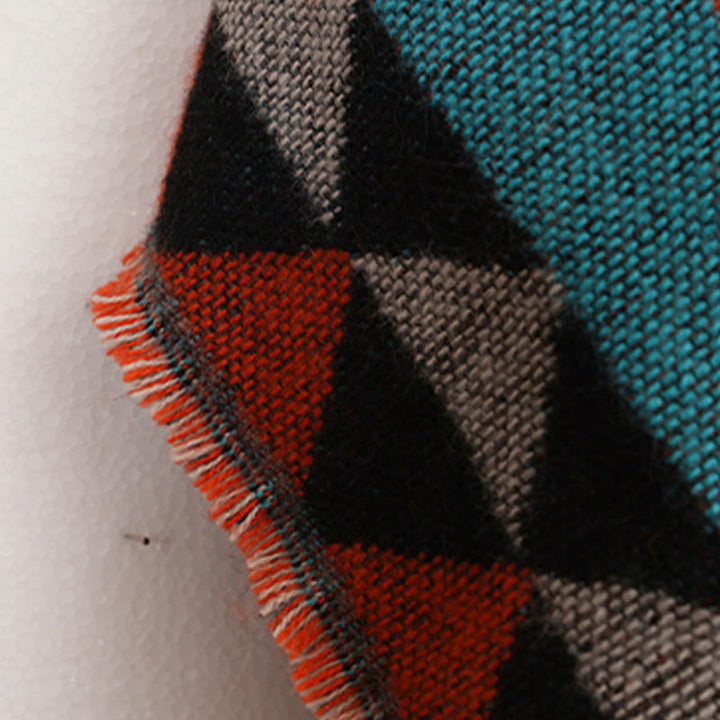 Buddha Stones Tybetańskie Pomarańczowe Geometryczne Romb Wzór Frędzle Szal Jesień Zima Ciepły Szalik Otulacz - image 19