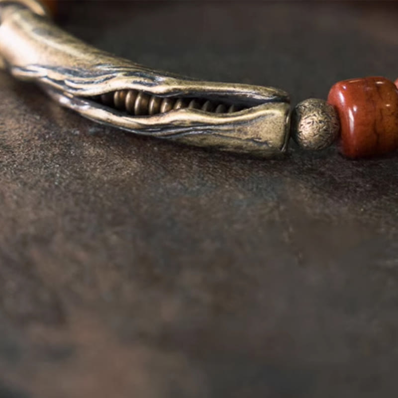 Buddha Stones Kości Koraliki Miedziany Stożek Wisiorek Siła Bransoletka