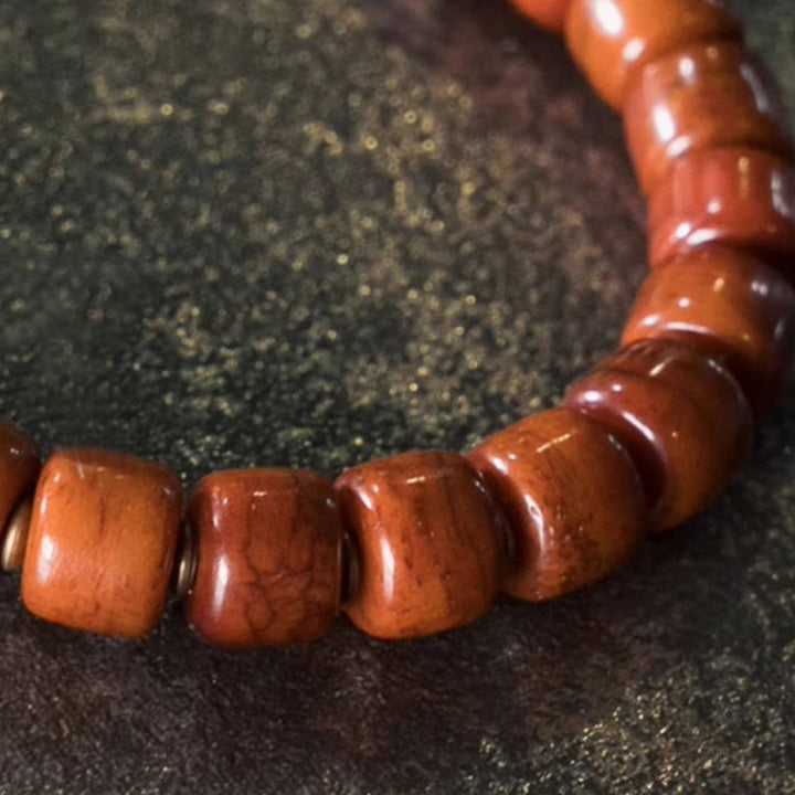 Buddha Stones Kości Koraliki Miedziany Stożek Wisiorek Siła Bransoletka