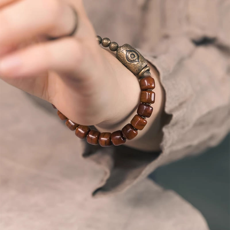 Buddha Stones Jak Kość Dzi Kształt Miedziany Stożek Wisiorek Siła Bransoletka