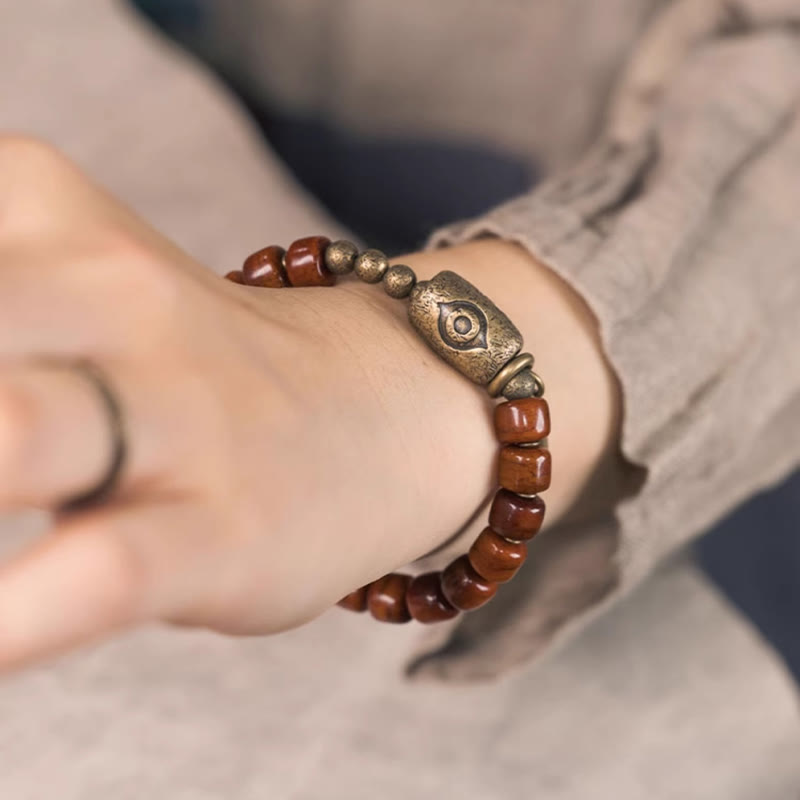 Buddha Stones Jak Kość Dzi Kształt Miedziany Stożek Wisiorek Siła Bransoletka