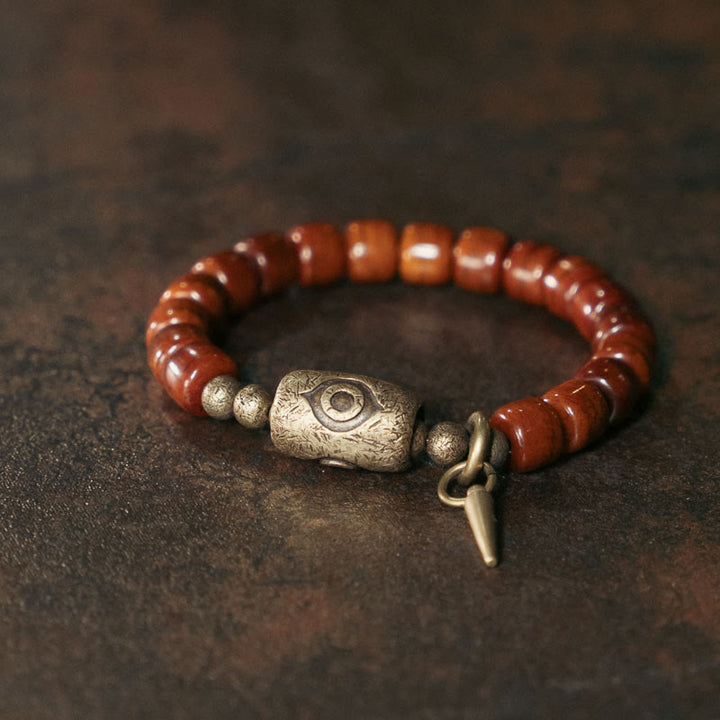 Buddha Stones Jak Kość Dzi Kształt Miedziany Stożek Wisiorek Siła Bransoletka