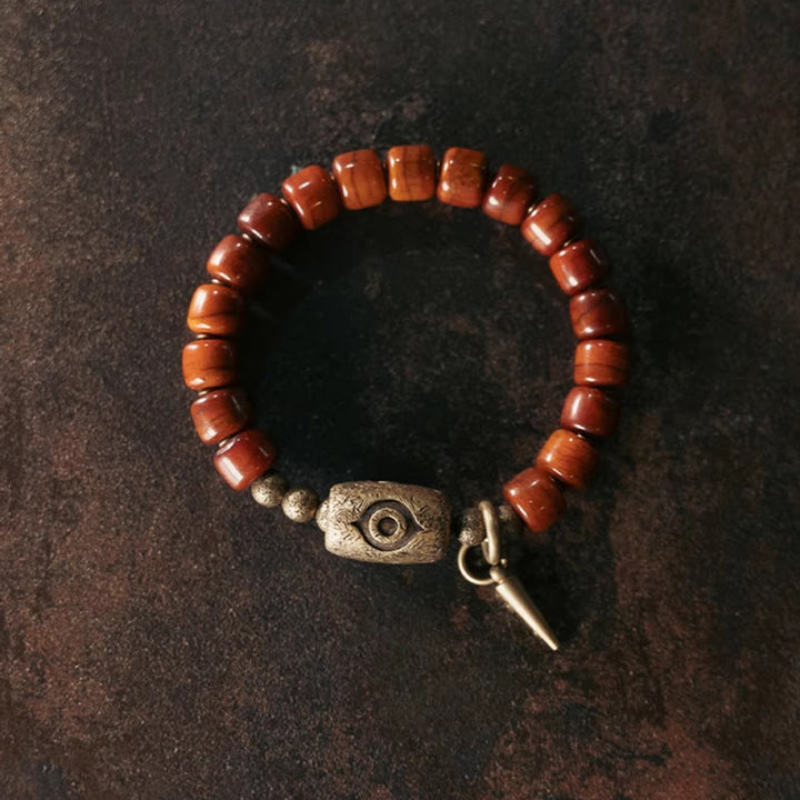 Buddha Stones Jak Kość Dzi Kształt Miedziany Stożek Wisiorek Siła Bransoletka
