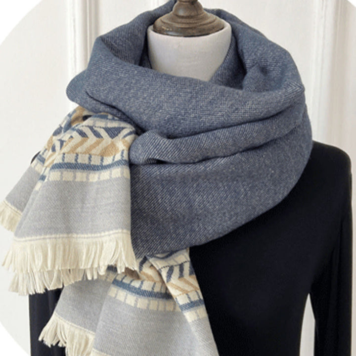 Buddha Stones Tybetański Geometryczny Wzór Rombów Chwosty Szal Jesień Zima Ciepły Przytulny Szalik Otulacz - image 12