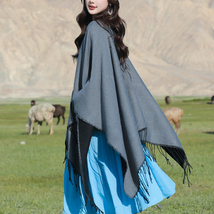 Buddha Stones Tybetański Geometryczny Okrągły Wzór Mandali Chwosty Szal Jesień Zima Przytulny Szalik Otulacz Z Kieszeniami - image 16