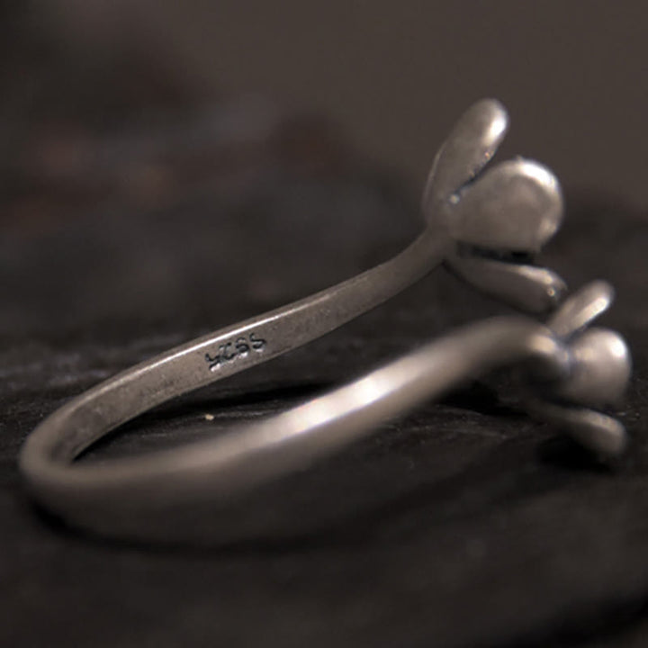 Pierścionek z kwiatami ze srebra próby 925 i Buddha Stones - image 6