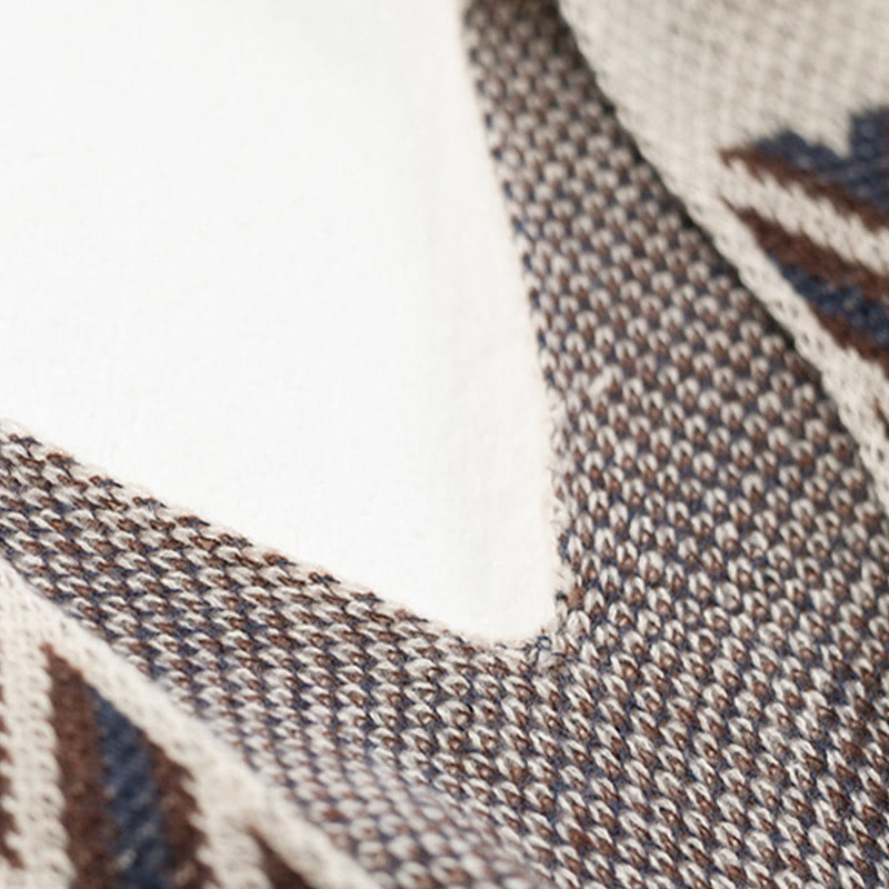 Buddha Stones Tybetańskie Fale Paski Geometria Frędzle Szal Jesień Zima Przytulny Szalik Otulacz - image 16