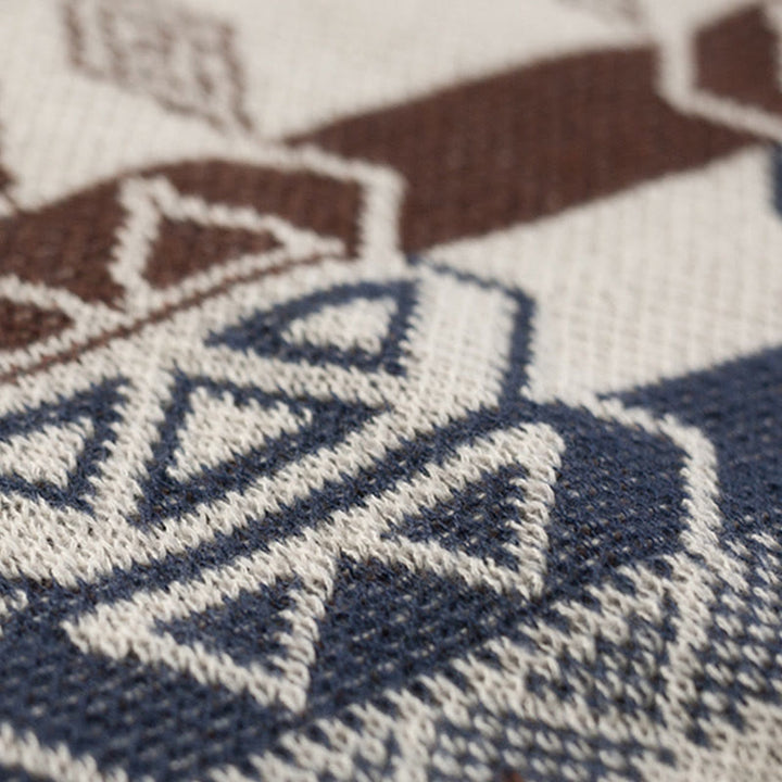 Buddha Stones Tybetańskie Fale Paski Geometria Frędzle Szal Jesień Zima Przytulny Szalik Otulacz - image 17