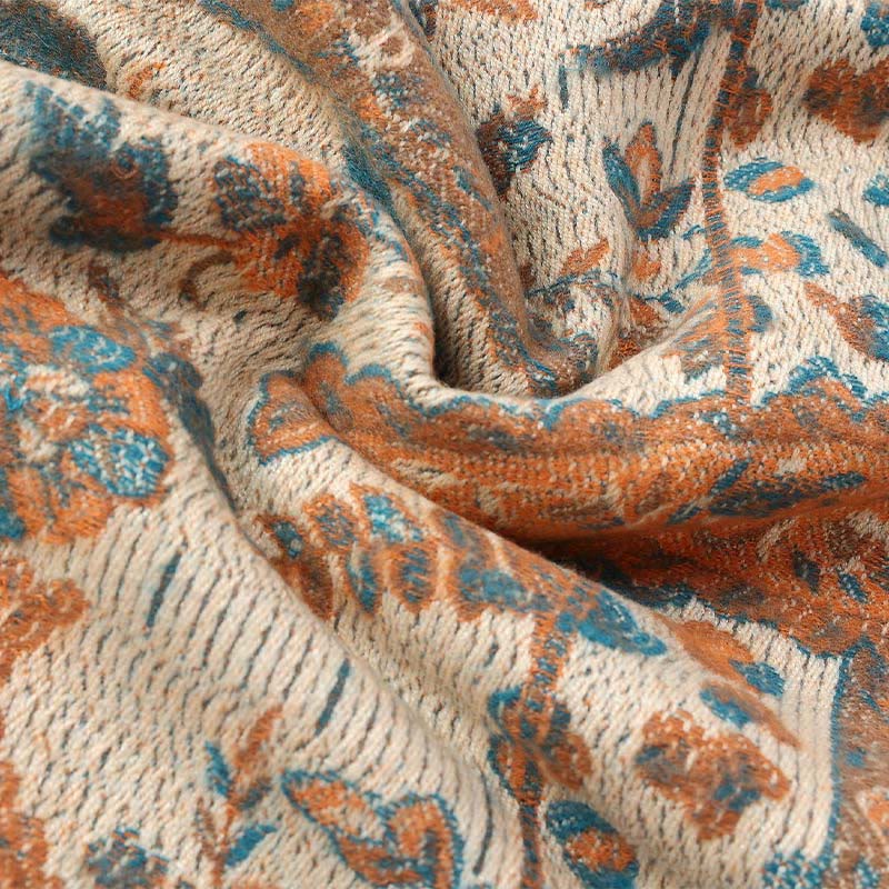 Buddha Stones Tybetańskie Kwiaty Nerkowca Liście Winorośli Chwosty Szal Jesień Zima Miękki Przytulny Szalik Otulacz - image 23