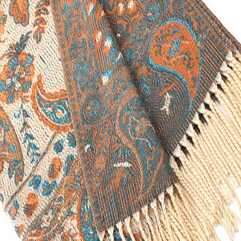 Buddha Stones Tybetańskie Kwiaty Nerkowca Liście Winorośli Chwosty Szal Jesień Zima Miękki Przytulny Szalik Otulacz - image 24