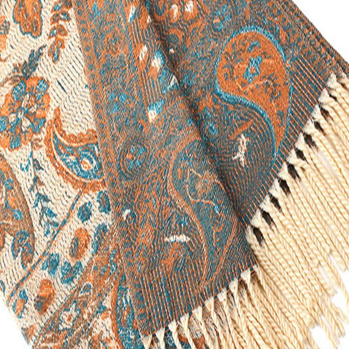 Buddha Stones Tybetańskie Kwiaty Nerkowca Liście Winorośli Chwosty Szal Jesień Zima Miękki Przytulny Szalik Otulacz - image 24