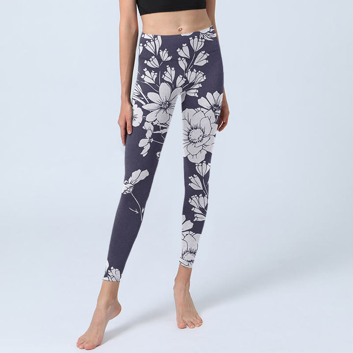 Buddha Stones Kwiaty Blossom Print Sportowe Leginsy Fitness Damskie Spodnie Do Jogi - image 6