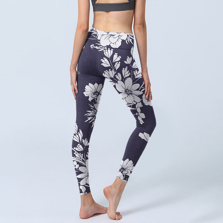 Buddha Stones Kwiaty Blossom Print Sportowe Leginsy Fitness Damskie Spodnie Do Jogi - image 5
