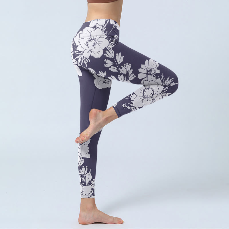 Buddha Stones Kwiaty Blossom Print Sportowe Leginsy Fitness Damskie Spodnie Do Jogi - image 4