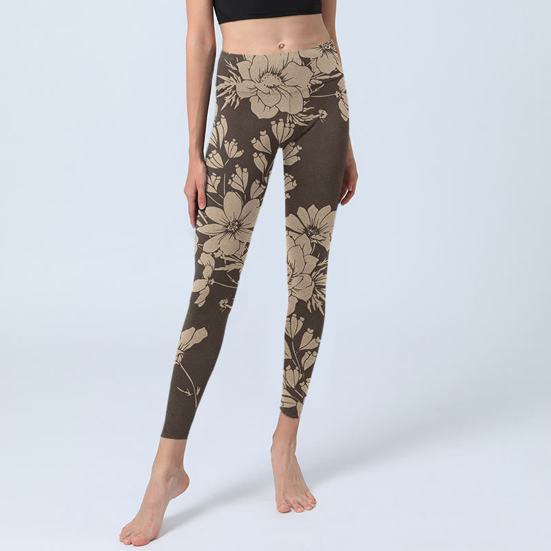 Buddha Stones Kwiaty Blossom Print Sportowe Leginsy Fitness Damskie Spodnie Do Jogi - image 14