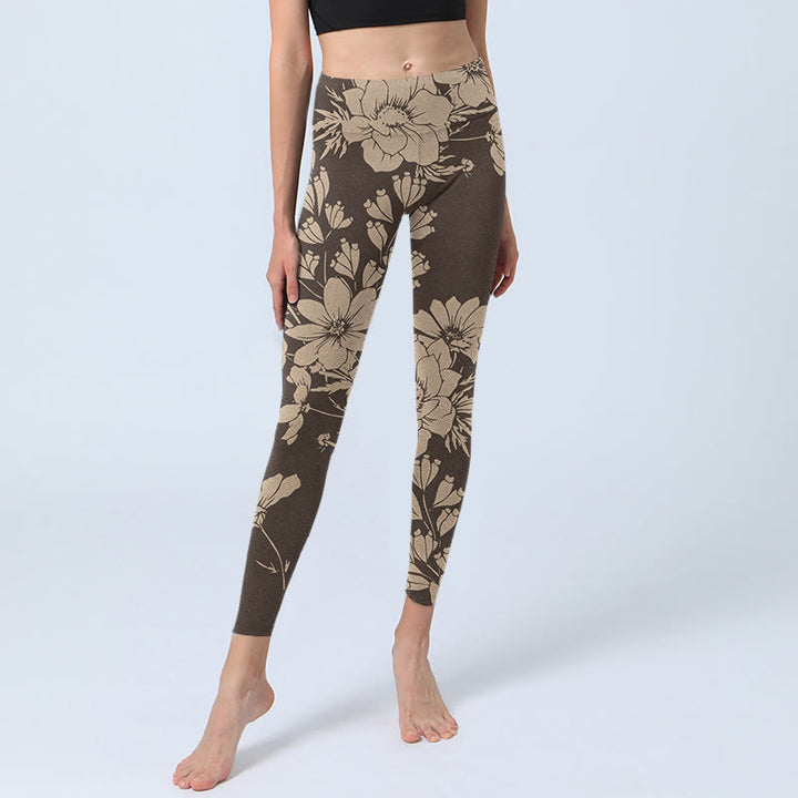 Buddha Stones Kwiaty Blossom Print Sportowe Leginsy Fitness Damskie Spodnie Do Jogi - image 14