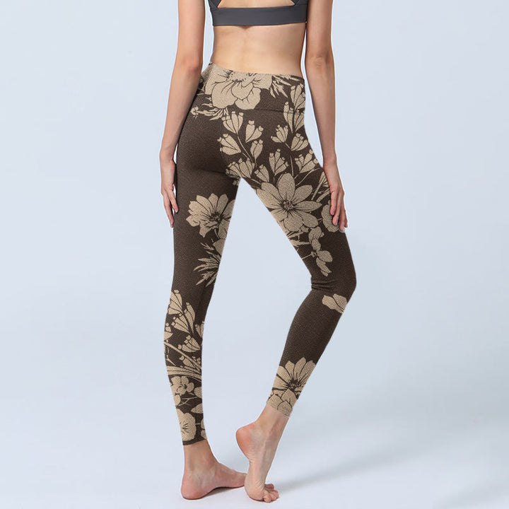 Buddha Stones Kwiaty Blossom Print Sportowe Leginsy Fitness Damskie Spodnie Do Jogi - image 13