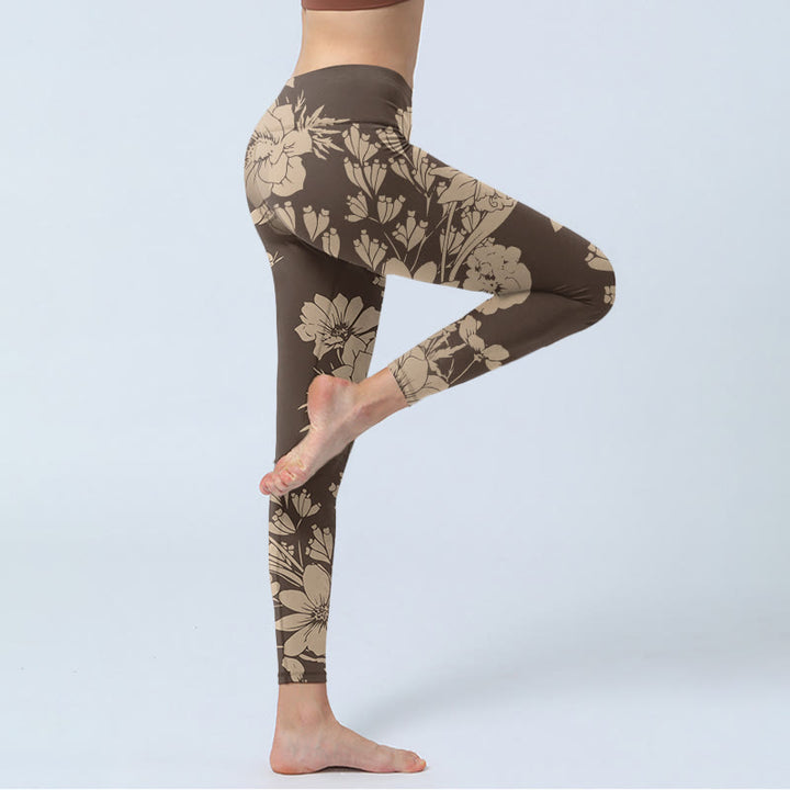 Buddha Stones Kwiaty Blossom Print Sportowe Leginsy Fitness Damskie Spodnie Do Jogi - image 12
