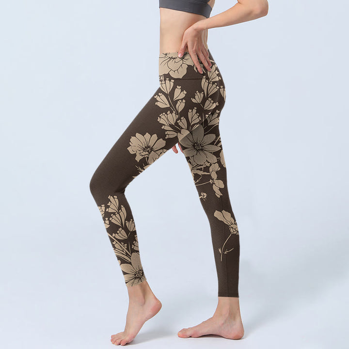 Buddha Stones Kwiaty Blossom Print Sportowe Leginsy Fitness Damskie Spodnie Do Jogi - image 11