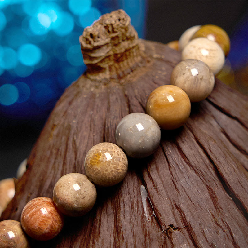 Bransoletka z Buddha Stones i skamieniałego korala