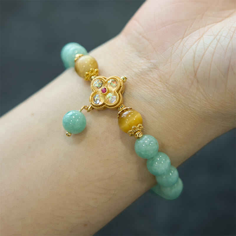 Bransoletka z kamieni Buddha Stones Jade Yellow Tiger Eye Prosperity