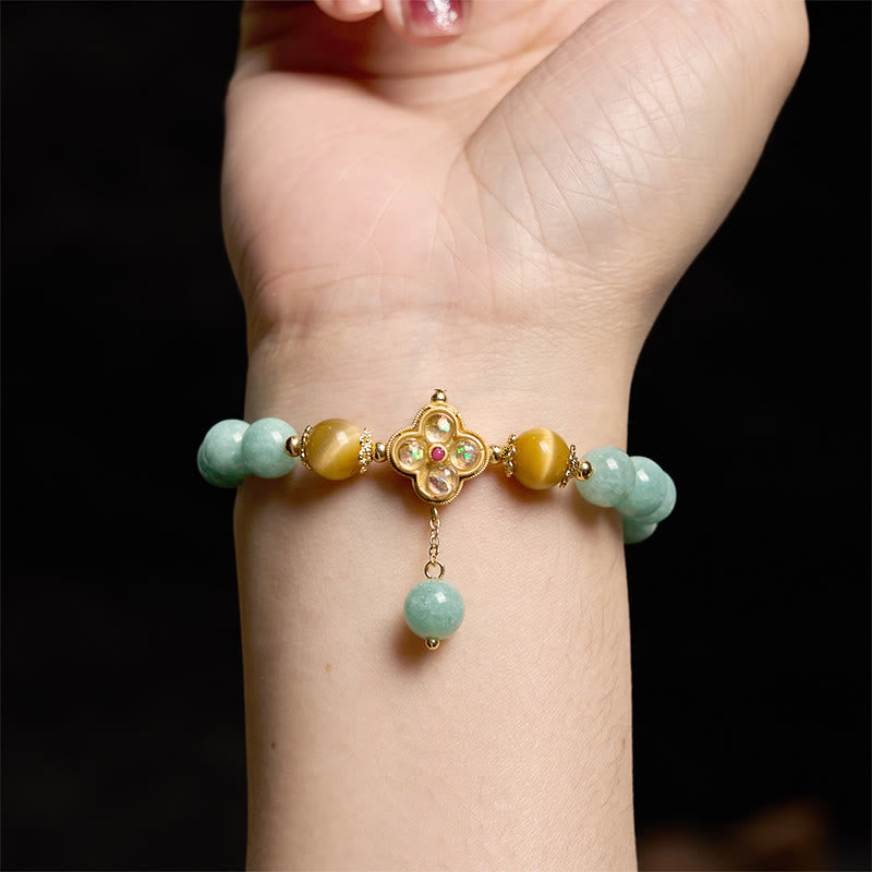 Bransoletka z kamieni Buddha Stones Jade Yellow Tiger Eye Prosperity