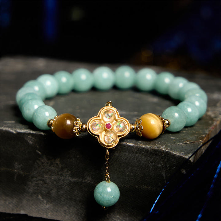 Bransoletka z kamieni Buddha Stones Jade Yellow Tiger Eye Prosperity