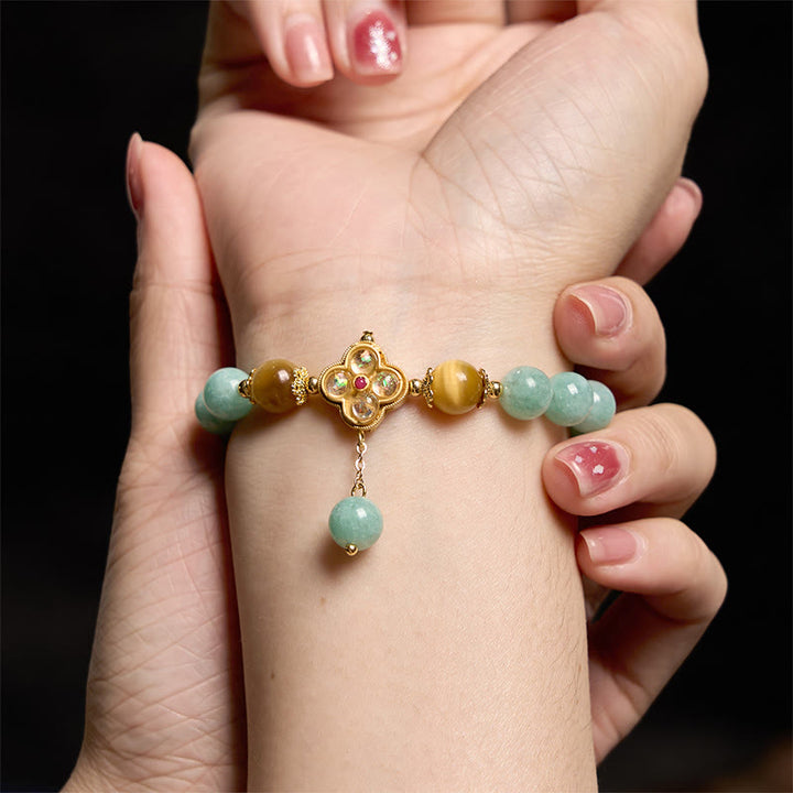 Bransoletka z kamieni Buddha Stones Jade Yellow Tiger Eye Prosperity
