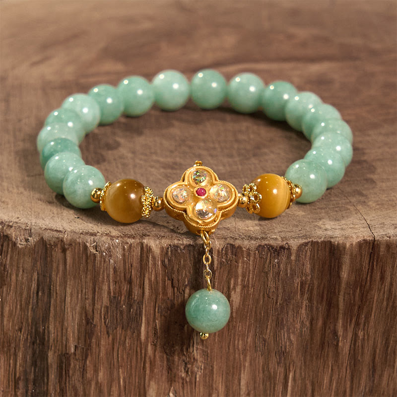Bransoletka z kamieni Buddha Stones Jade Yellow Tiger Eye Prosperity