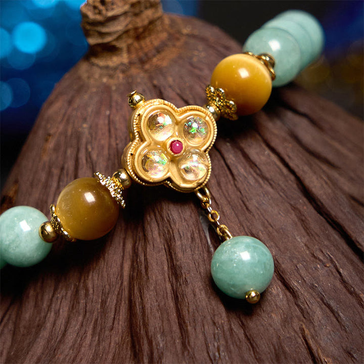 Bransoletka z kamieni Buddha Stones Jade Yellow Tiger Eye Prosperity