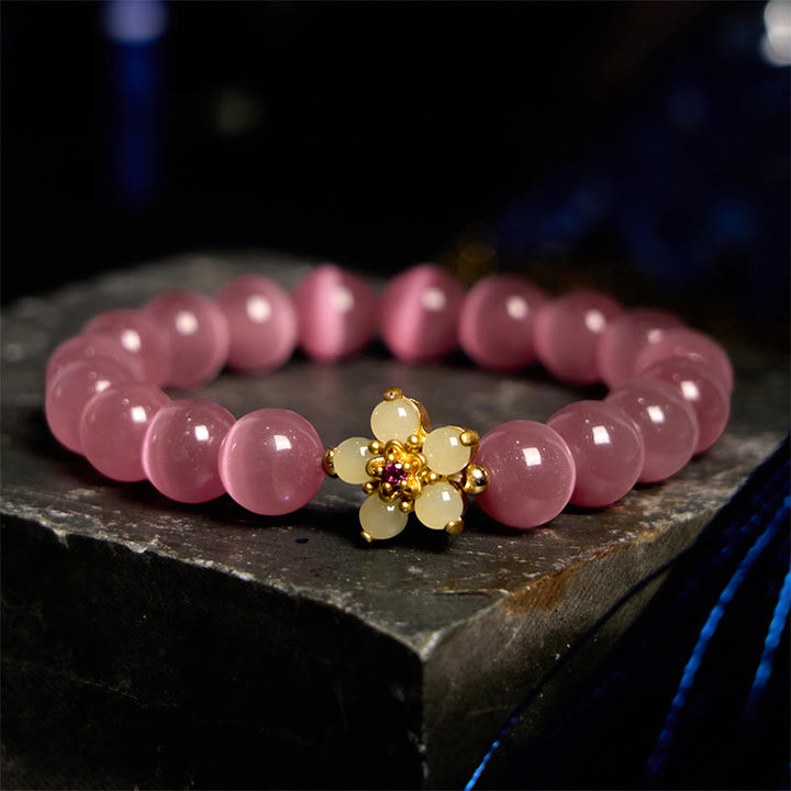 Bransoletka z Buddha Stones Kocie Oko Chryzoberyl Kwiat Miłość