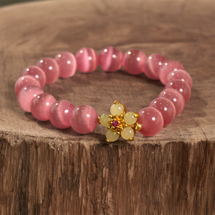 Bransoletka z Buddha Stones Kocie Oko Chryzoberyl Kwiat Miłość
