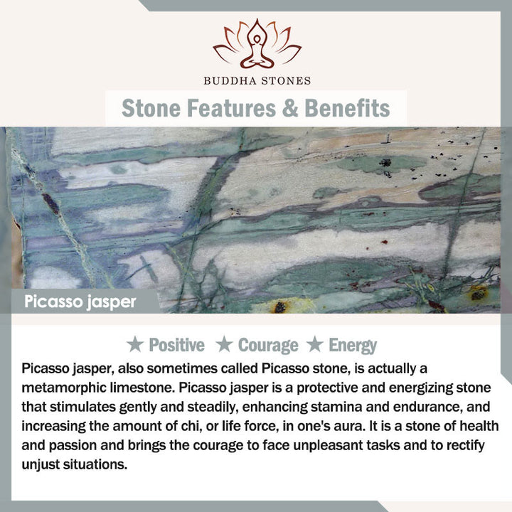 Bransoletka Buddha Stones Picasso Jasper White Turquoise Courage