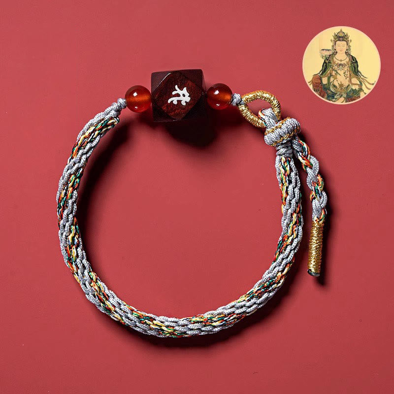 Buddha Stones Chiński Zodiak Natal Budda Mały Liść Czerwony Sandałowiec Czerwony Sznurek Ochronny Bransoletka