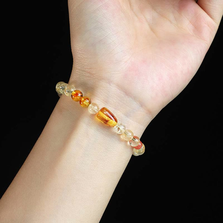 Bransoletka ochronna Buddha Stones Natural Citrine Pearl Topaz White Crystal